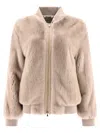 Giovi Mink Fur Bomber Jacket Jackets Beige In Neutral
