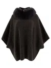 Giovi Wool And Cashmere Poncho For Women In Black