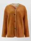 Giovi Shearling Jacket Reversible Round Neck Trim In Orange