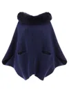 GIOVI WOMEN'S BLUE WOOL AND CASHMERE CAPE FOR FW23