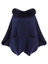 Giovi Wool And Cashmere Cape Coats Blue