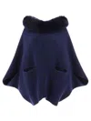 Giovi Wool And Cashmere Cape Coats Blue In Blue