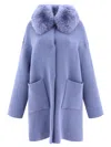 Giovi Elegant Mini Wool And Cashmere Jacket For Women In Blue