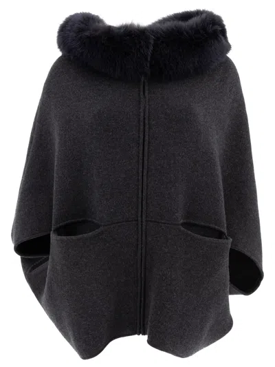 GIOVI GIOVI WOOL AND CASHMERE PONCHO