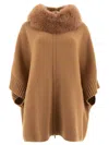 Giovi Wool And Cashmere Poncho Coats Beige In Beige