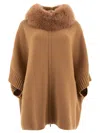 Giovi Wool And Cashmere Poncho Coats Beige In Beige