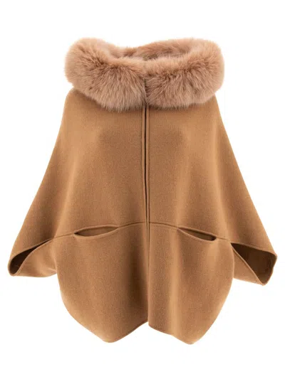 Giovi Wool And Cashmere Poncho Coats Beige