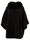 Giovi Elegant Wool And Cashmere Poncho For Women In Black