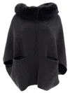 Giovi Luxurious Wool And Cashmere Poncho For Women In Black