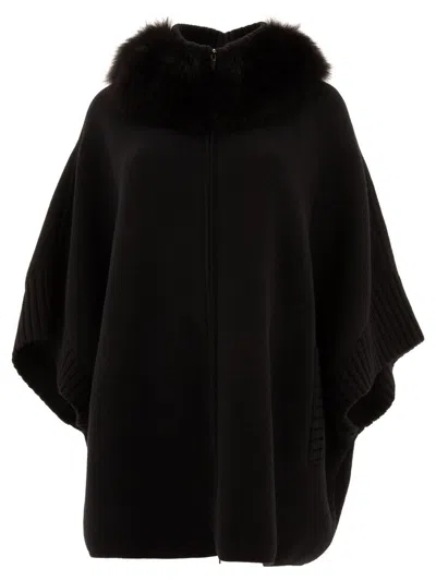 Giovi Wool And Cashmere Poncho Coats In Black