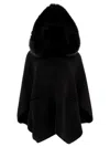 Giovi Faux Fur-trimmed Hooded Cape In Black