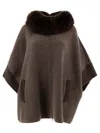 Giovi Wool And Cashmere Poncho Coats Brown In Brown