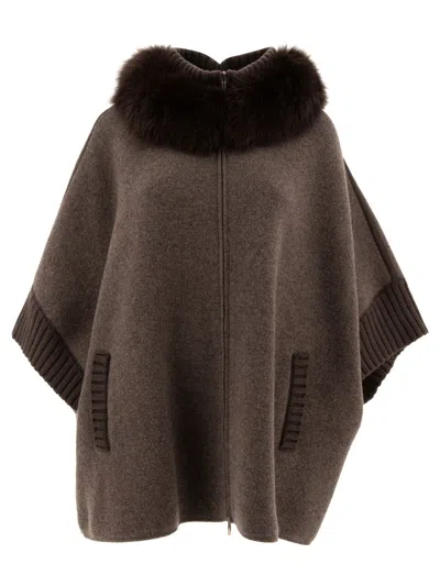 Giovi Wool And Cashmere Poncho Coats Brown
