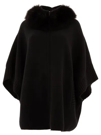 Giovi Wool And Cashmere Poncho Coats Black
