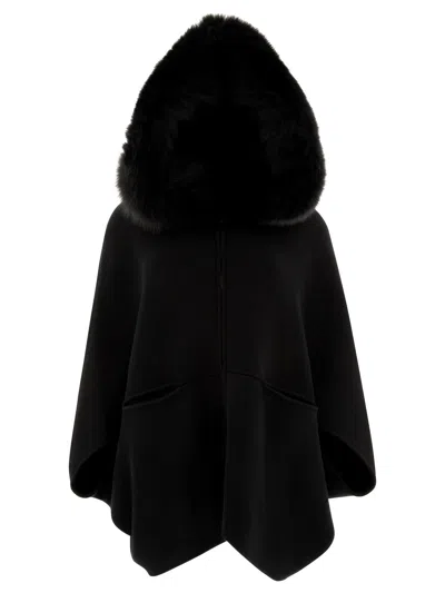Giovi Wool And Cashmere Poncho Coats Black