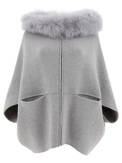 Giovi Wool And Cashmere Poncho Coats Grey