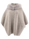 Giovi Wool And Cashmere Poncho For Women In Gray