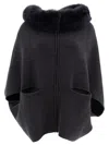 Giovi Luxurious Wool And Cashmere Poncho For Women In Grey