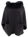 Giovi Luxurious Wool And Cashmere Poncho For Women In Grey