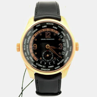 Pre-owned Girard-perregaux 49865 Automatic Black Dial 18k Rose Gold Men's Wristwatch 41 Mm