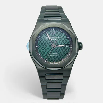 Pre-owned Girard-perregaux Green Ceramic Titanium Laureto Aston Martin Edition 81005-32-3080-1cx Men's Wristwatch 38 Mm