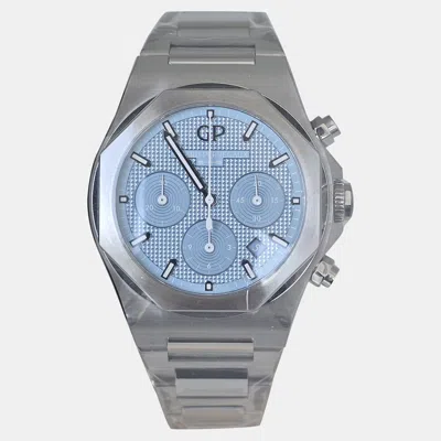 Pre-owned Girard-perregaux Ice Blue Stainless Steel Laureato Chronograph 81020-11-3370-1gm Automatic Men's Wristwatch 41mm