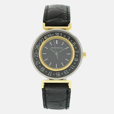 Pre-owned Girard-perregaux Integrale Quartz Stainless Steel Yellow Gold Women's Wristwatch 32mm In Black