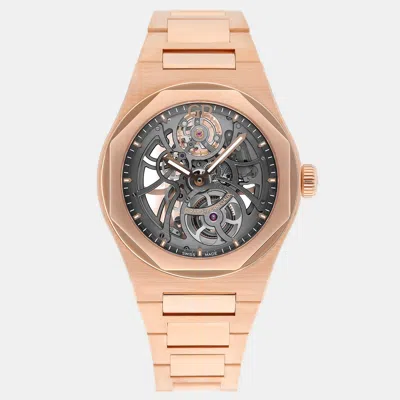 Pre-owned Girard-perregaux Laureato 81015-52-002-52a Automatic Grey 18k Rose Gold Men's Wristwatch 42 Mm In Gray