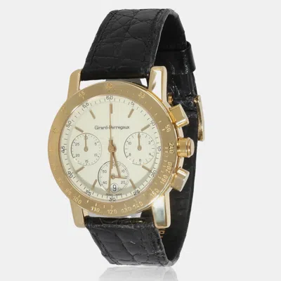 Pre-owned Girard-perregaux White 18k Yellow Gold Quartz Women's Wristwatch 34 Mm