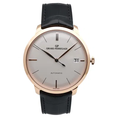 Pre-owned Girard-perregaux Girard Perregaux 1966 41mm 18k Rose Gold Silver Dial Watch 49527-52-131-bk6a In Red