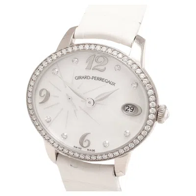 Pre-owned Girard-perregaux Girard Perregaux Cat' S Eye 18 Kt White Gold Automatic Diamond Watch