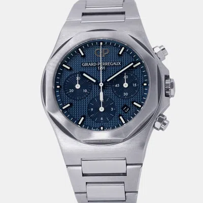 Pre-owned Girard-perregaux Laureato 81020-11-431-11a Automatic Chronograph Blue Dial Stainless Steel Men's Wri