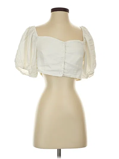 Pre-owned Girl And The Sun Short Sleeve Blouse In White