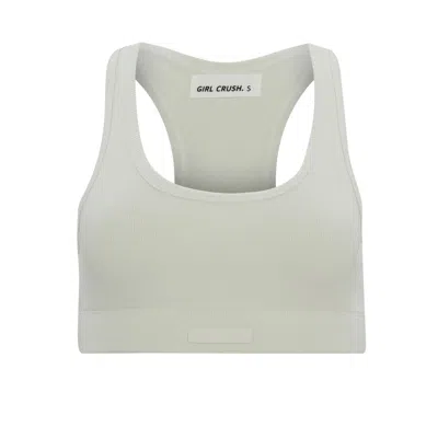 Girl Crush Women's Green Cotton Ribbed Sports Bra - Mint
