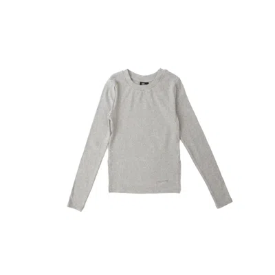 Girl Crush Women's Ribbed Knit Kaki Long Sleeve Tee With Side Slits - Grey