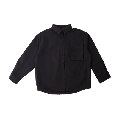 Girl Crush Women's Technical Knit Button Up Cargo Black Shirt