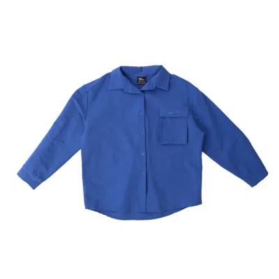 Girl Crush Women's Technical Knit Button Up Cargo Blue Shirt