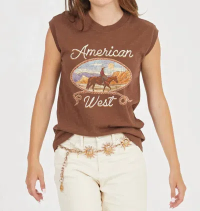 Girl Dangerous American West Graphic Tank In Vintage Chocolate In Brown