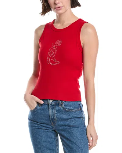 Girl Dangerous Boot & Rose Rib Tank In Red