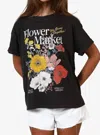 Girl Dangerous Flower Market Vintage Boyfriend Short Sleeve Top In Black