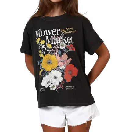 Girl Dangerous Flower Market Vintage Boyfriend Short Sleeve Top In Black In Multi