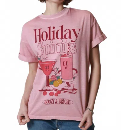 Girl Dangerous Holiday Spirits Tee In Dusty Pink
