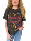 Girl Dangerous Kaya Lasso My Heart Graphic Tee In Washed Black In Black
