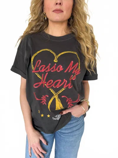 Girl Dangerous Kaya Lasso My Heart Graphic Tee In Washed Black