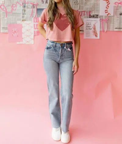 Girl Dangerous Love Bug Crop Tee In Dusty Pink