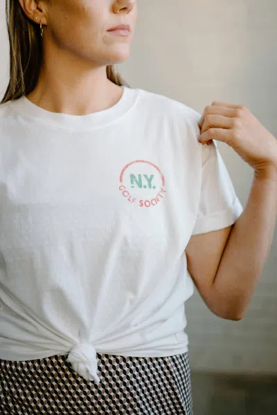 Girl Dangerous Ny Golf Society Boyfriend Tee In Vintage White