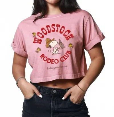 Girl Dangerous Peanuts Woodstock Rodeo Club Cropped Boyfriend Tee In Dusty Pink