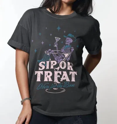 Girl Dangerous Sip Or Treat Tee In Violet Blue In Black