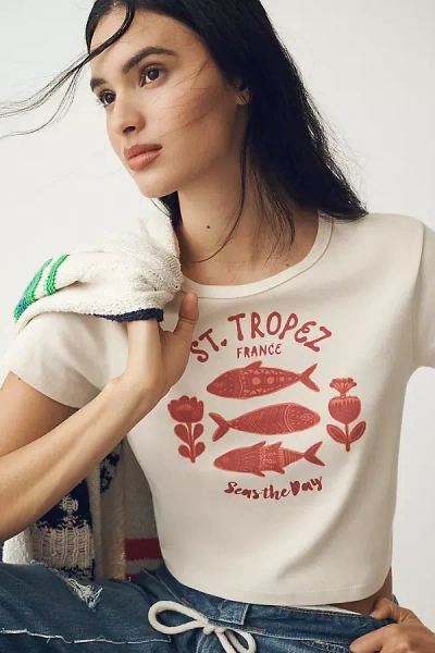 Girl Dangerous St. Tropez Graphic Baby Tee In White