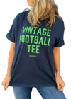 Girl Dangerous Vintage Football Tee In Navy In Blue